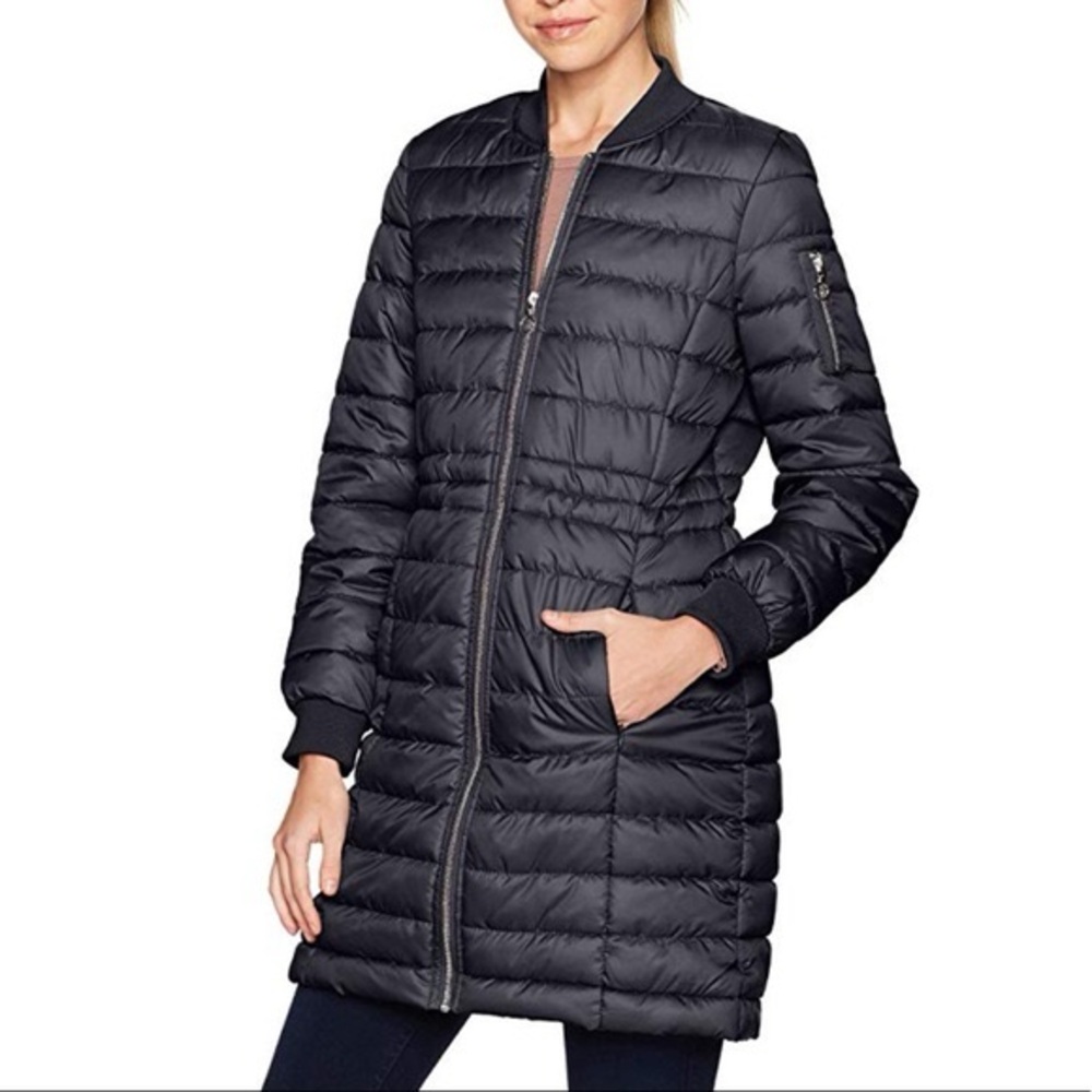 KENNETH COLE Puffa Quilted Coat Jacket in Black